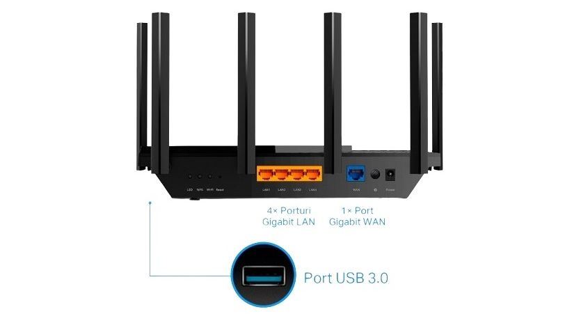 Router Wi-Fi 6 Dual-Band, TpLink Archer AX73, 4.8Gbps, 5 porturi