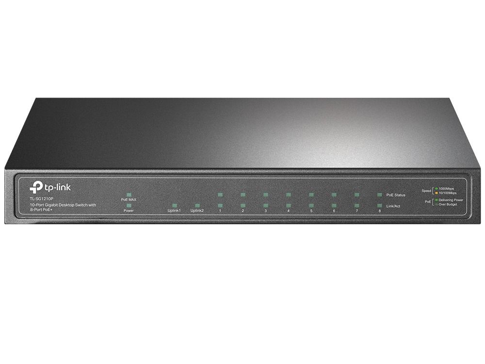 Switch cu 8 porturi PoE+ Gigabit, 1 port LAN, 1 port SFP, 63W