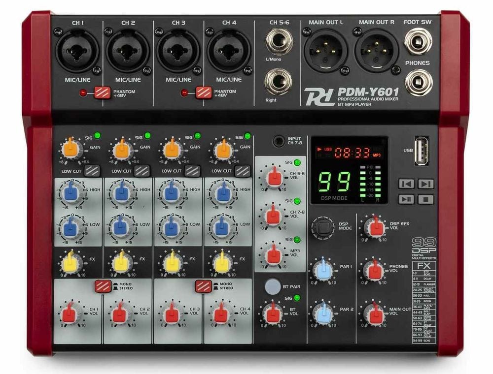 Mixer de studio cu 6 canale Power Dynamics PDM-Y601, Bluetooth