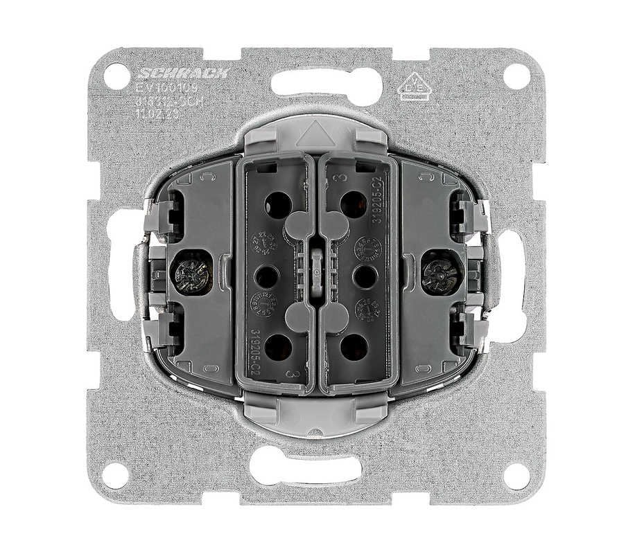 Insert pentru intrerupator dublu, cleme cu element elastic, montaj incastrat, Schrack VISIO S EV100109
