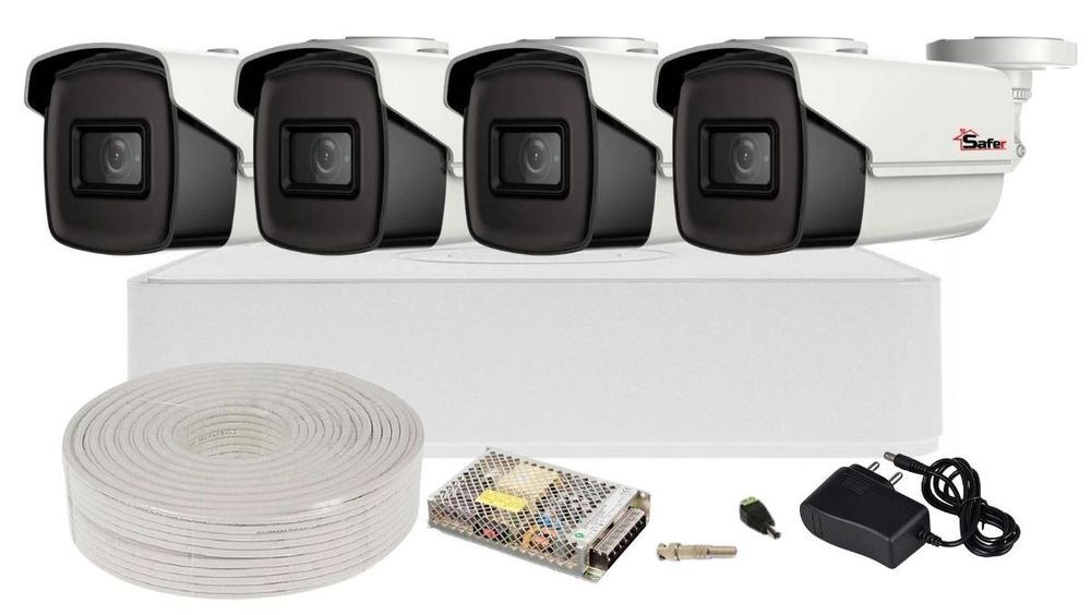 SERVAMP セット Kit de supraveghere Hikvision 5MP 2K, 4 camere Safer din metal