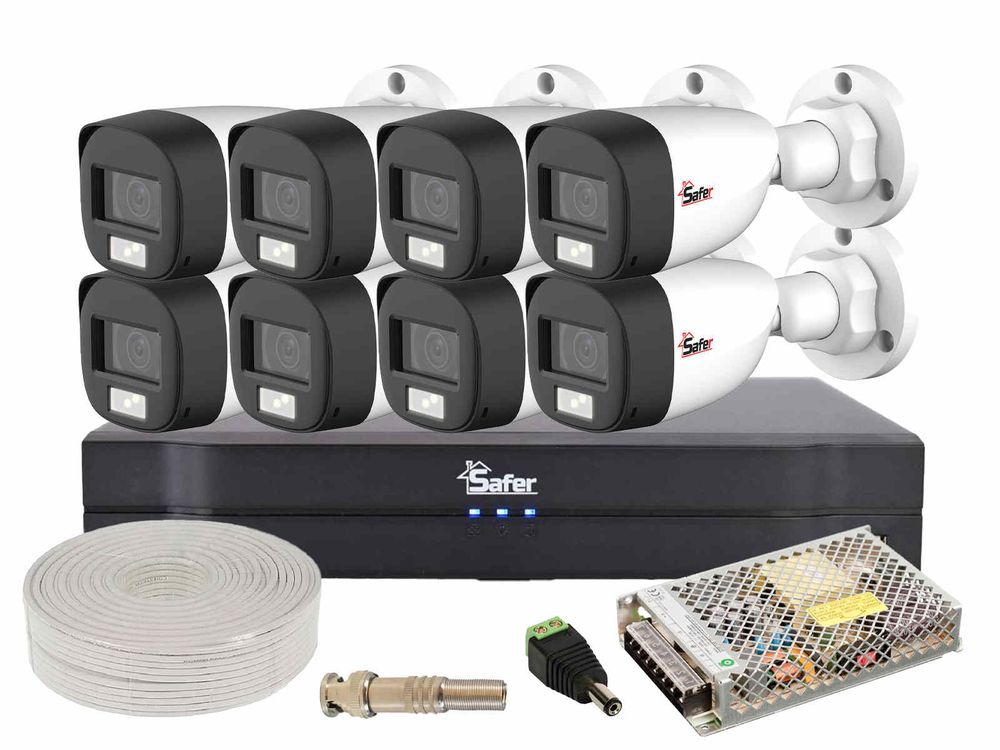 Kit supraveghere video complet cu 8 camere exterior 2MP Safer, Dvr Safer KIT2MPEXT-SAF-ACC