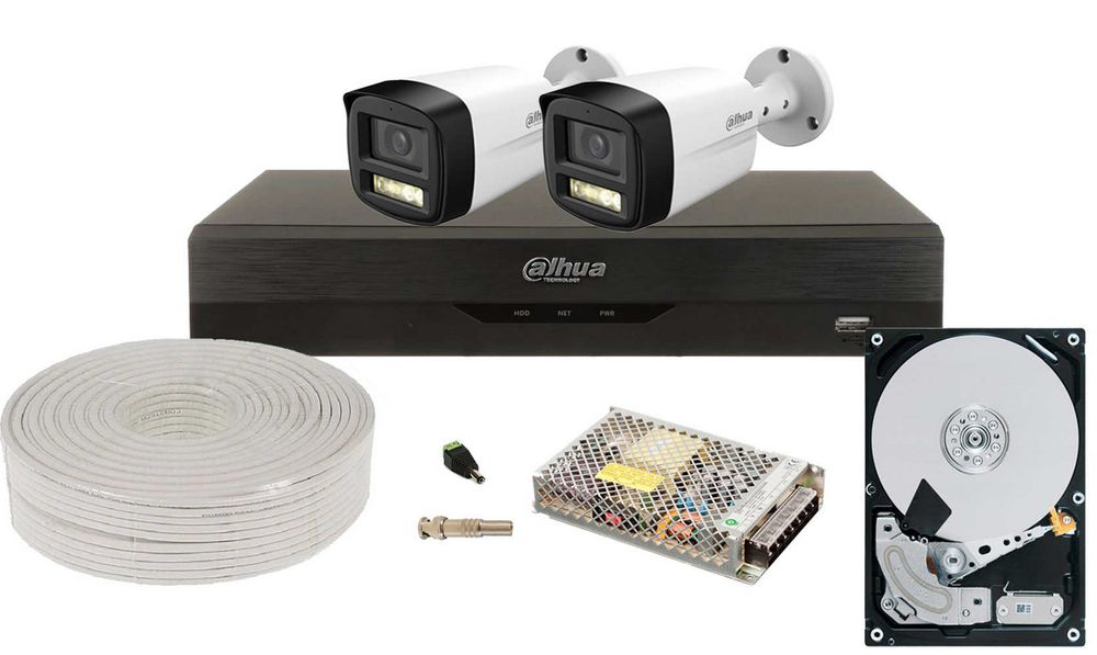 Kit complet 2 camere supraveghere video pentru exterior, 2K 5MP