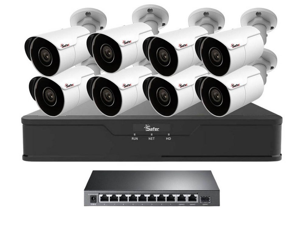 Kit de supraveghere IP, 8 camere exterior 4MP, 2.8mm, IR 50 metri si NVR 8 canale, KITIP-8X-2MP2830POE