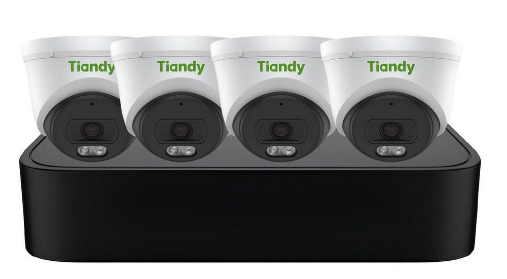 tiare。 Kit supraveghere IP Tiandy PoE, 4 camere, 4MP, IR 30m, NVR 4
