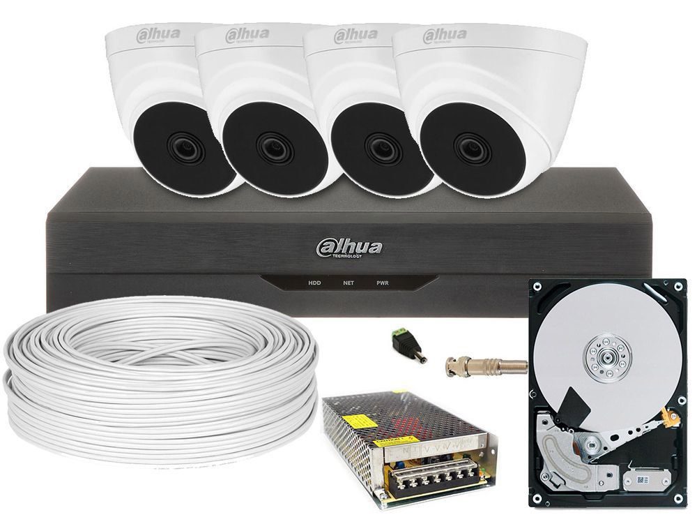 Kit de supraveghere video complet, 2MP FULL HD, IR 25 metri, lentila 2.8mm, DAHUA, GATA DE INSTALARE! DH-4I22-1TB-SHQ-TW