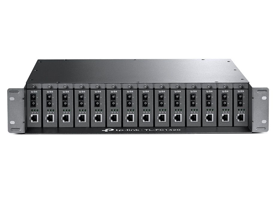 Carcasa rackabila, suporta pana la 14 media convertoare, 5VDC/0.6A, protectie la supratensiune, 2x ventilatoare de racire, Tp-Link Omada TL-FC1420