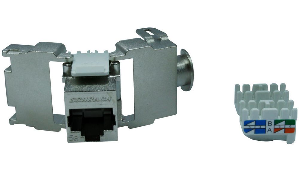 Modul de tip Keystone cu port Rj-45 CAT 5E Ecranat, pentru cabluri AWG 24 si AWG22, Sertizabil, Schrack HSEMRJ5GWS
