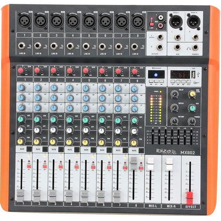 Mixer 8 canale Profesional, cu Egalizator si Efecte, Conexiune USB