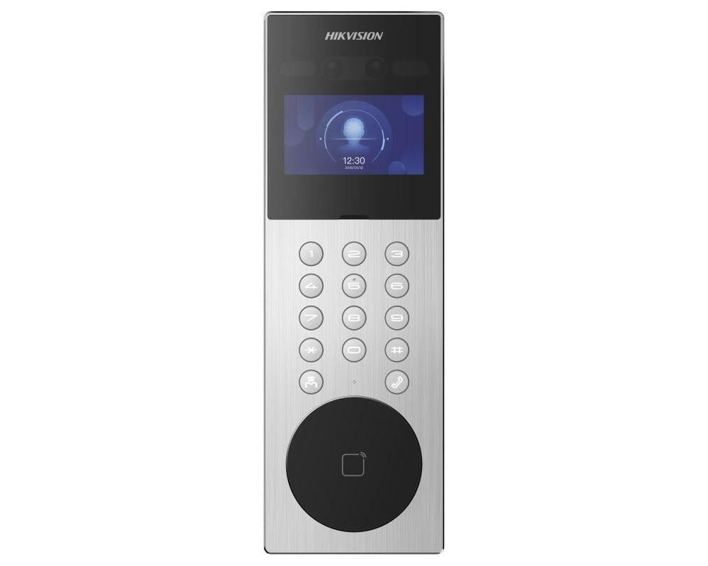 Post exterior pentru videointerfon TCP/IP Hikvision, recunoastere faciala, ecran touch 4.3 inch, 2x FULL HD, IP65, DS-KD9203-ME6
