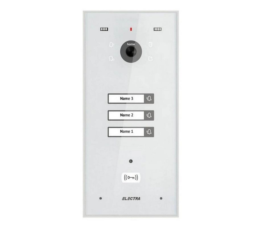 Post exterior videointerfon, 3 familii, montaj incastrat, 4 fire, culoare alba, cititor RFID, Electra VPH.03F03.ELWTL