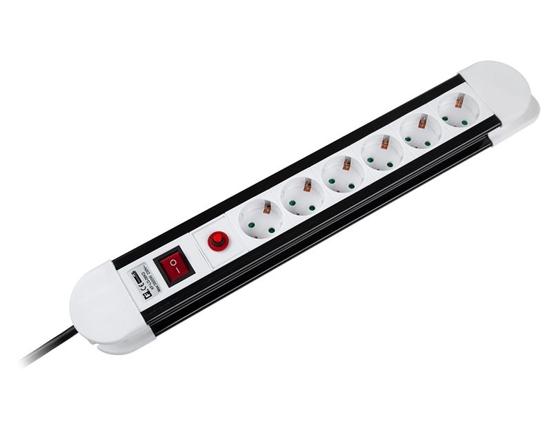 Prelungitor cu 6 prize, 16A, 3500W, lungime 1.5m, protectie la supratensiune, URZ3069-1.5