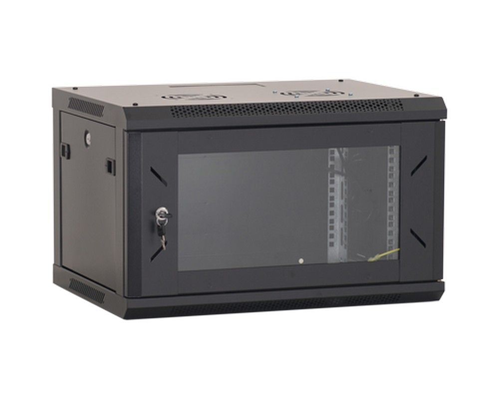Rack 6U, 19", 600x450, negru, motaj pe perete, metalic, usa din sticla securizata, Asytech, ASY-6U-6045W