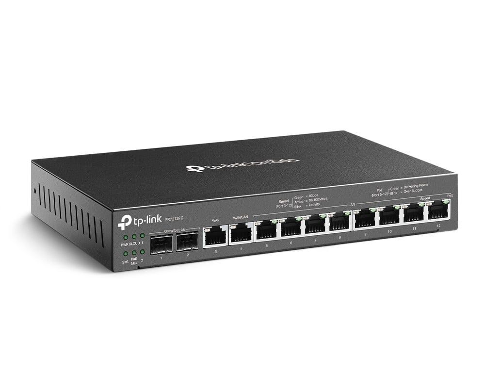 Router 10 porturi, Gigabit, 8 porturi PoE, VPN, SFP, 110W, Omada, Tp-Link Omada, ER7212PC