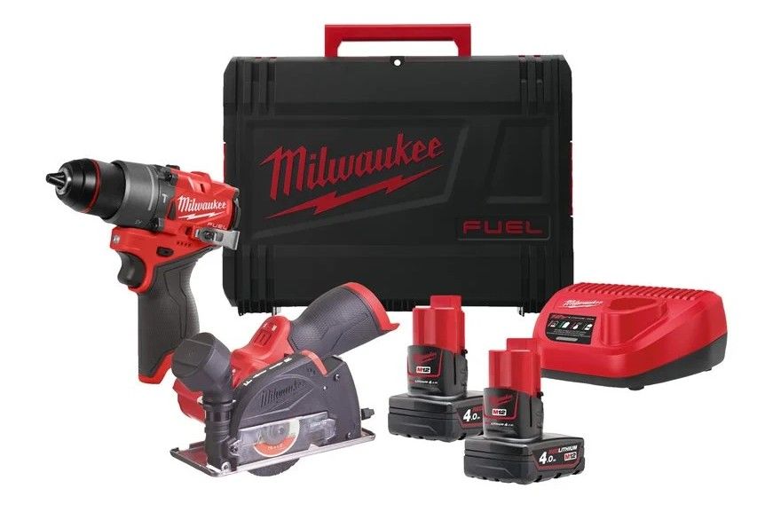 Set combinat M12 FPP2G2 Milwaukee, 2x acumulator M12 4Ah, incarcator, cutie, 4933480592