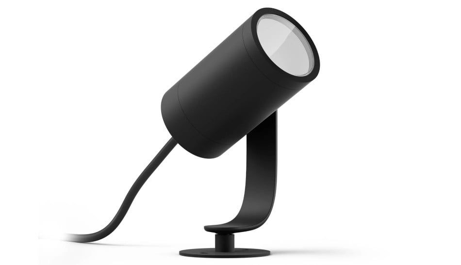Spot LED inteligent de exterior Philips Hue Lily 8718696167977, 8W, 590 lm, RGBW, 2000-6500K, IP65, compatibil Hue Bridge, negru