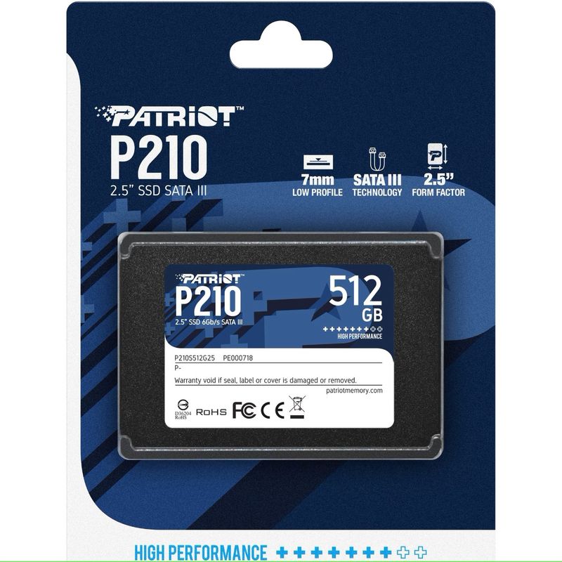 SSD 512GB Patriot P210 P210S512G25, SATA III, 2.5 inch, 520MB/s