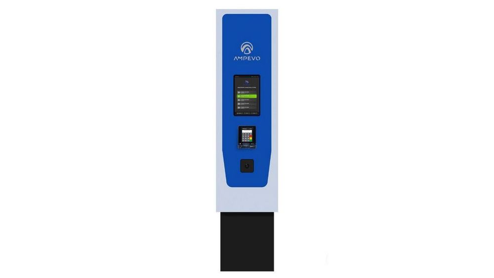 Statie de incarcare masini electrice Ampevo AMP344T2D - IK10 p, 2x 22kW, Type 2, Trifazat, display 10 inch touchscreen, POS, IP66, IK10 