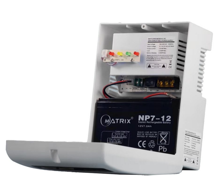 Sursa de alimentare 12V 1.5A, cu back-up, cutie de plastic, Safer