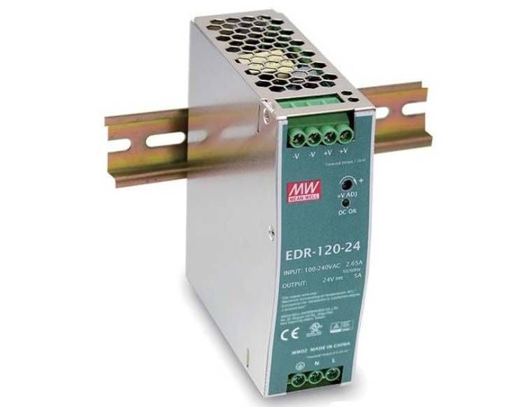Sursa de alimentare Mean Well EDR-120-24, 24V, 5A, montare pe sina DIN