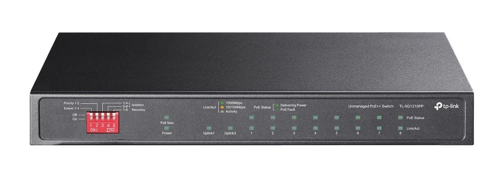Switch 10 porturi Gigabit Tp-Link Omada TL-SG1210PP, 6 porturi PoE+, 2 porturi PoE++, 1 port SFP/RJ45, 1 port RJ45, 123W