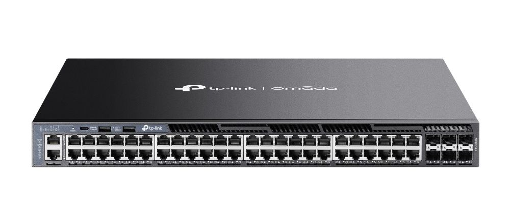 Switch 48 porturi Gigabit RJ45 Omada Tp-Link Omada SG6654X, 6 porturi 10Gbps SFP, 2 porturi USB, consum 39.8W, cu management
