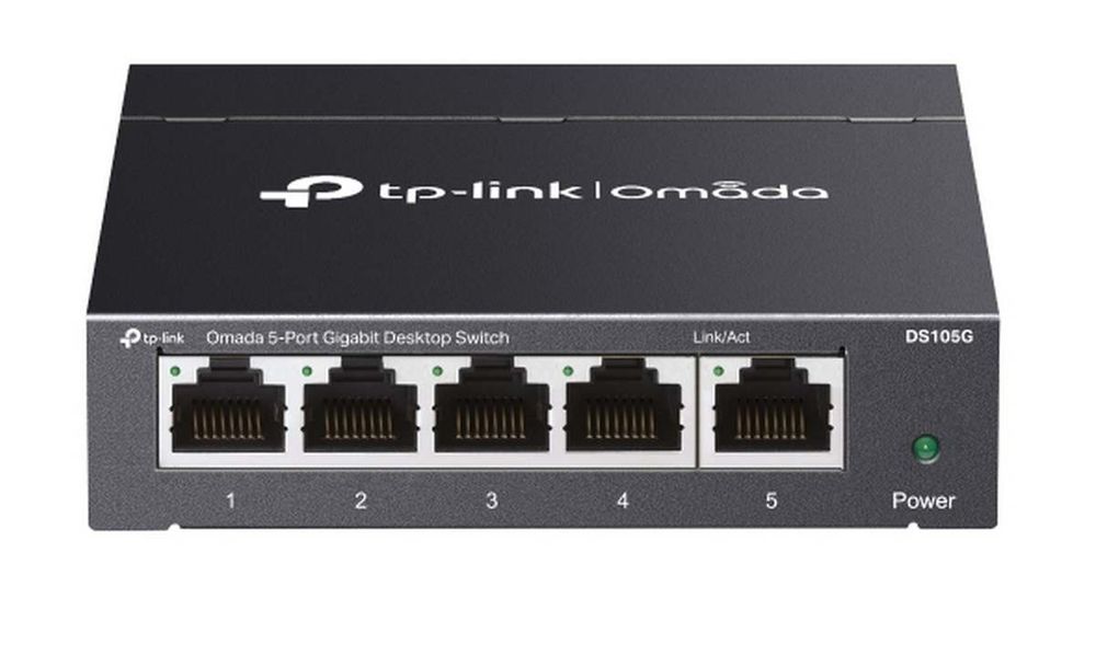 Switch 5 porturi Gigabit (4+1) Tp-Link Omada DS105G, 5x 10/100/1000Mbps RJ45, QoS, fara management, plug and play 