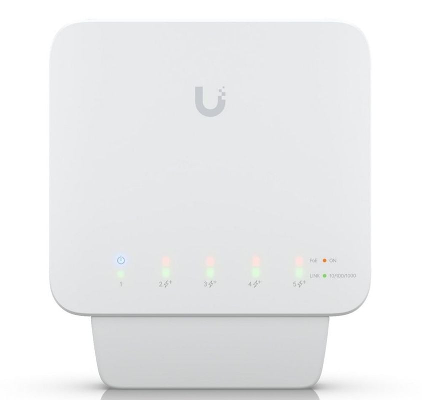 Switch 5 porturi PoE Gigabit, 46W, indicator LED, Ubiquiti USW-FLEX