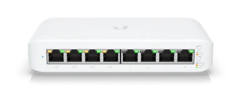 Switch cu 8 porturi Gigabit mixte Ubiquiti, 4 Porturi PoE pana la 52W, 4 Porturi LAN, USW-Lite-8-POE