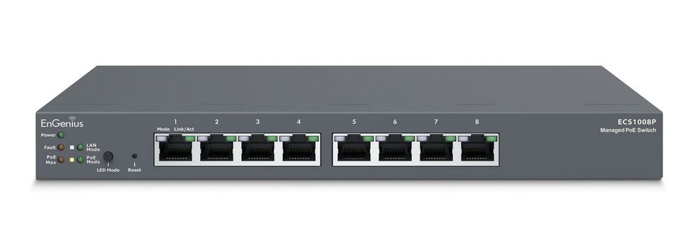 Switch 8 porturi Gigabit PoE+, 55W buget PoE, cu management, EnGenius ECS1008P