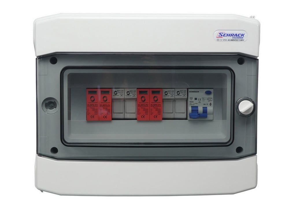 Tablou complet de protectii pentru sistem fotovoltaic, 3 KW cu 2 stringuri, monofazat, Schrack P_3-5_M_2S