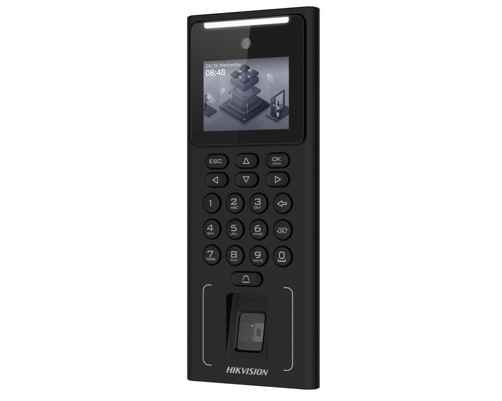 Terminal de control acces, 2 MP, recunoastere faciala, amprenta, MIFARE 13.56 MHz, ecran LCD, Hikvision DS-K1T321MFWX