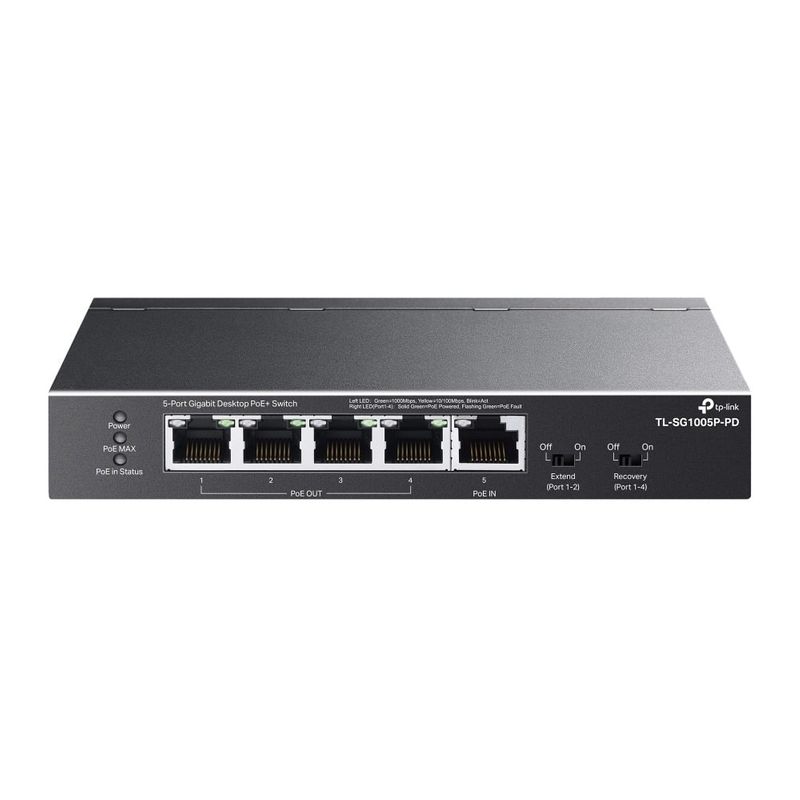 Switchsports・エビバデSwitch Switch cu 5 porturi Gigabit 4x PoE+ si 1x PoE++ Tp-Link TL-SG1005P