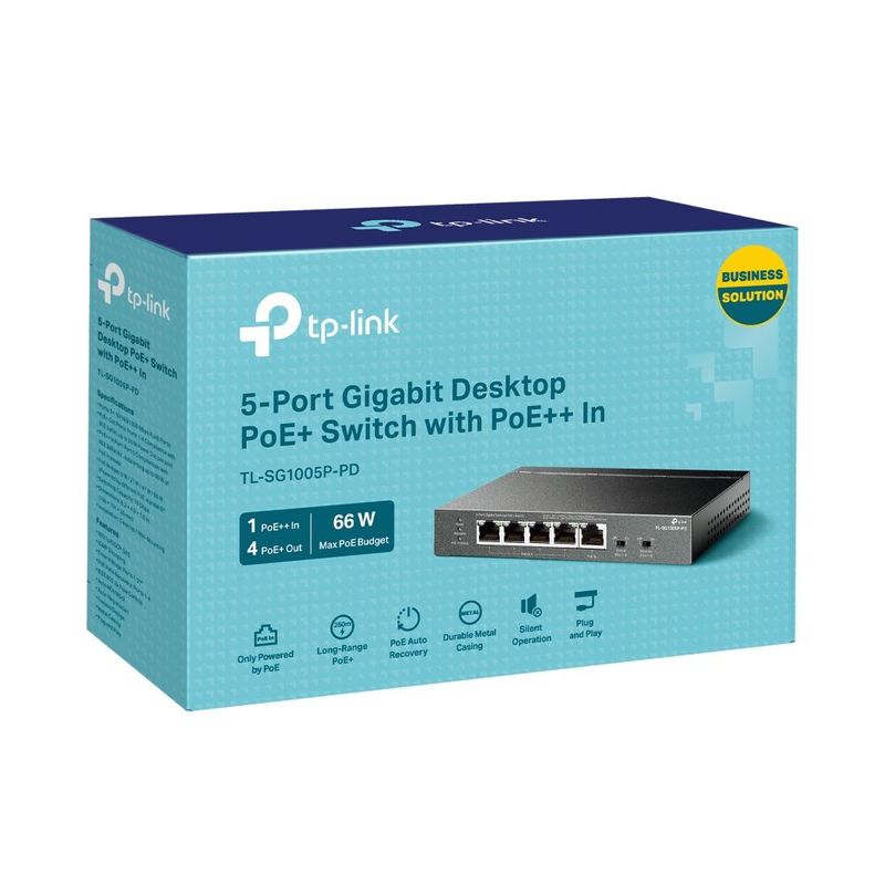 Switch cu 5 porturi Gigabit 4x PoE+ si 1x PoE++ Tp-Link TL-SG1005P