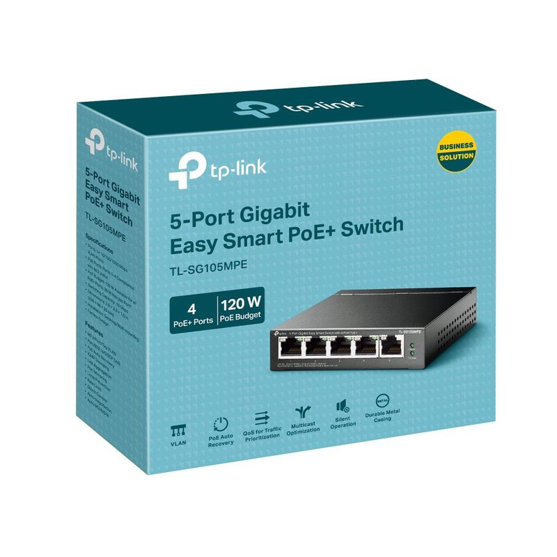 Switch Gigabit Easy Smart TP-Link, 5 Porturi (4 PoE+), 120W, VLAN