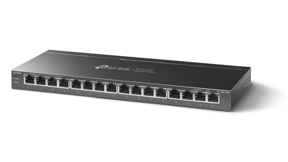 Switch Gigabit TP-Link TL-SG116P, 16 Porturi PoE+, 120W, Extend