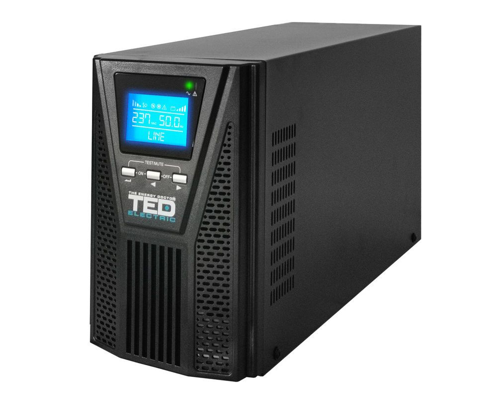 Ups 2000VA/1800W cu dubla conversie, unda sinusoidala pura, management, ecran LCD, 4x Acumulator 12V 9Ah, TED Electric, TED003980