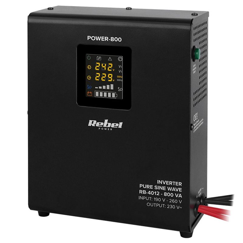 UPS centrala termica Rebel RB-4012, unda sinusoidala pura, 800VA, 500W, 12V