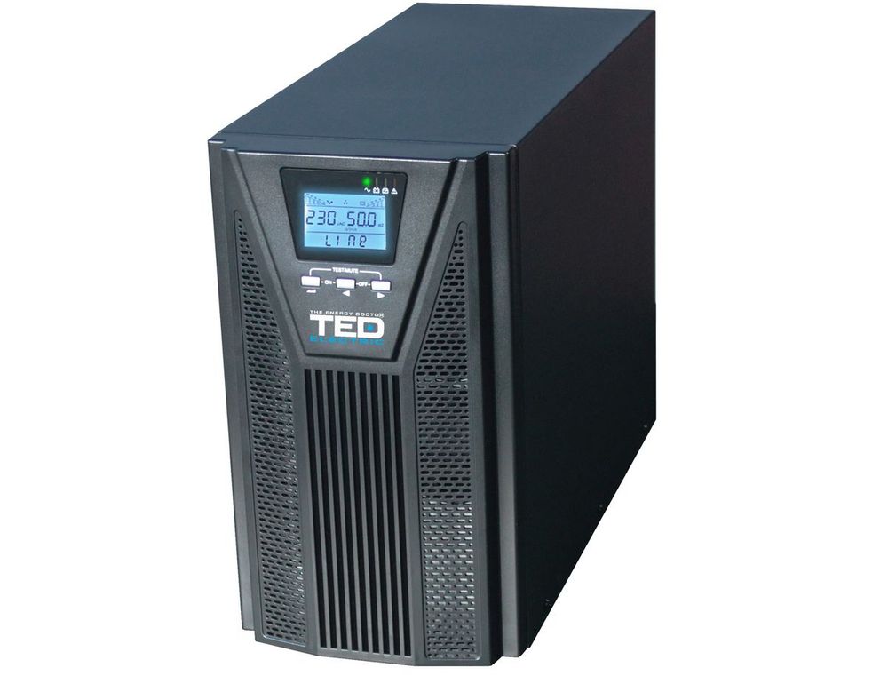 UPS cu unda sinusoidala pura TED TED003973, 1000VA, 900W, 2 prize Schuko, 2 baterii 12V, 9Ah