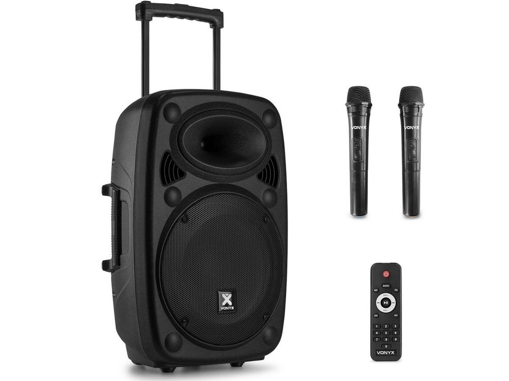 Boxa portabila, 2 microfoane UHF, 400W, woofer 12inch, jack 3.5