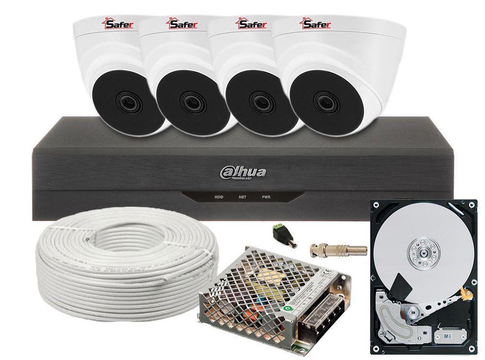 Kit supraveghere video complet cu 4 camere interior 5MP Safer, Dvr DAHUA