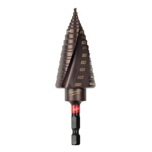 Burghiu in trepte Milwaukee SHW 4 to 30 mm, diametru 1/4 Hex, 12 trepte, canelura spiralata dubla, 48899265