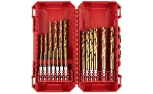 Set 19 burghie Milwaukee pentru metal, HSS Ground, tija hex 1/4 inch, diametru 2-10mm, invelis din titan, cutie depozitare, 4932493866