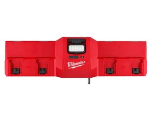 Incarcator magnetic simultan Milwaukee M12-M18 GBC4, 2-12 Ah, 2x M18, 2x M12 si porturi hibride, iluminare 450 lumeni, USB-C 15W, montare perete, 4933493863
