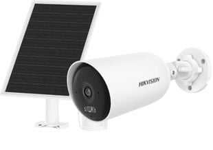 Camera supraveghere exterior Hikvision, 4MP, 4G LTE, solara, IR+lumina alba 30m, audio bidirectional, detectie persoane/vehicule, DS-2CFS04/4G(2.8MM)
