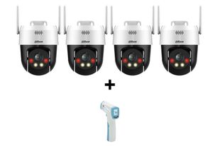 Pachet 4 camere supraveghere IP Wi-Fi PT, 2K 5MP, 4mm, Iluminare duala 30m si termometru, Dahua SD2A500HB-GN-AW-PV-0400X4