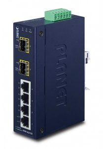 Switch industrial Ethernet PLANET, 4x10/100Mb RJ45, 2x100Base-FX SFP, IP30, montaj DIN, alimentare redundanta 12-48VDC, -40-75C, ISW-621TF