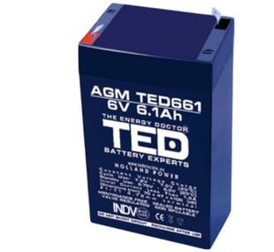 Acumulator AGM VRLA 6V, 6.1Ah, F1, T1, TED002938