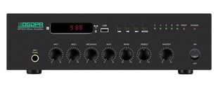Amplificator cu mixer PA DSPPA MP60U, 60W, 100V, impedanta 4-16 ohmi, 6 canale, 3 MIC, 2 AUX, cu USB, FM si Bluetooth 