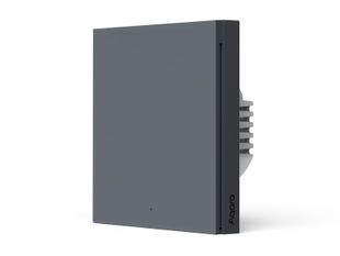 Intrerupator perete inteligent Aquara AQA-KAP-H1L1-GR, fara fir neutru, Zigbee 3.0, control de la distanta, monitorizare energie, gri